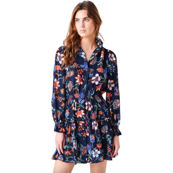 Hunter Bell Women's Joplin Dress Floral Silk Size Small Ruffle High Neck - Picture 11 of 11